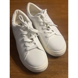 Mad Love Shoes Womens 7 Casual Comfort Skate White Cotton Lace Up NWoB